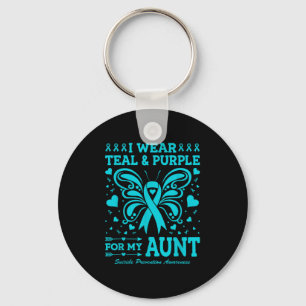 I Wear Teal & Purple For My Aunt Key Ring
