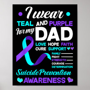 I Wear Teal & Purple For My Dad Suicide Preven Poster