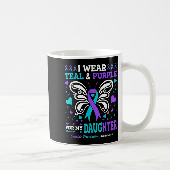 I Wear Teal &amp; Purple For My Daughter  Coffee Mug (Right)