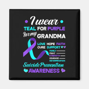I Wear Teal & Purple For My Grandma Suicide Pr Magnet