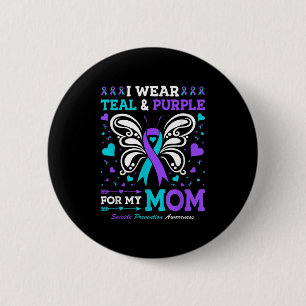 I Wear Teal & Purple For My Mom 6 Cm Round Badge