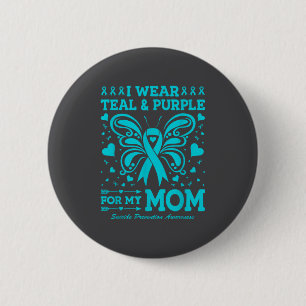 I Wear Teal & Purple For My Mom 6 Cm Round Badge