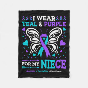 I Wear Teal &amp; Purple For My Niece  Fleece Blanket