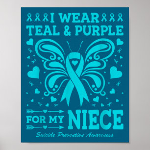 I Wear Teal & Purple For My Niece Poster