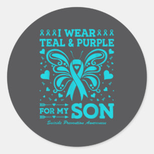 I Wear Teal & Purple For My Son Classic Round Sticker