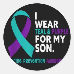 I Wear Teal & Purple For My Son Suicide Preven Classic Round Sticker