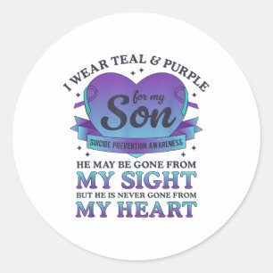 I Wear Teal &amp; Purple For My Son Suicide Preven Classic Round Sticker