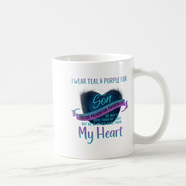 I Wear Teal &amp; Purple For My Son Suicide Preven Coffee Mug (Right)