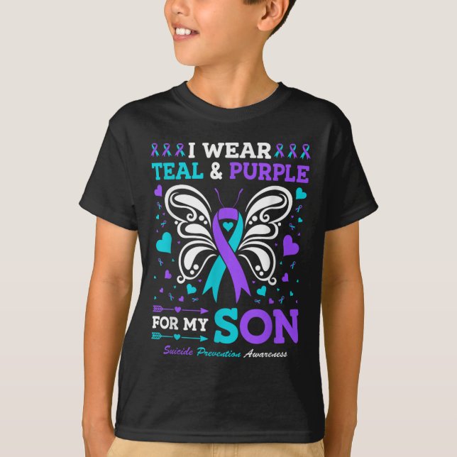 I Wear Teal &amp; Purple For My Son  T-Shirt (Front)
