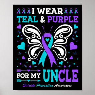 I Wear Teal & Purple For My Uncle  Poster