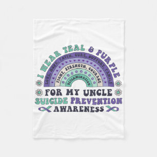 I Wear Teal & Purple For My Uncle Suicide Prev Fleece Blanket