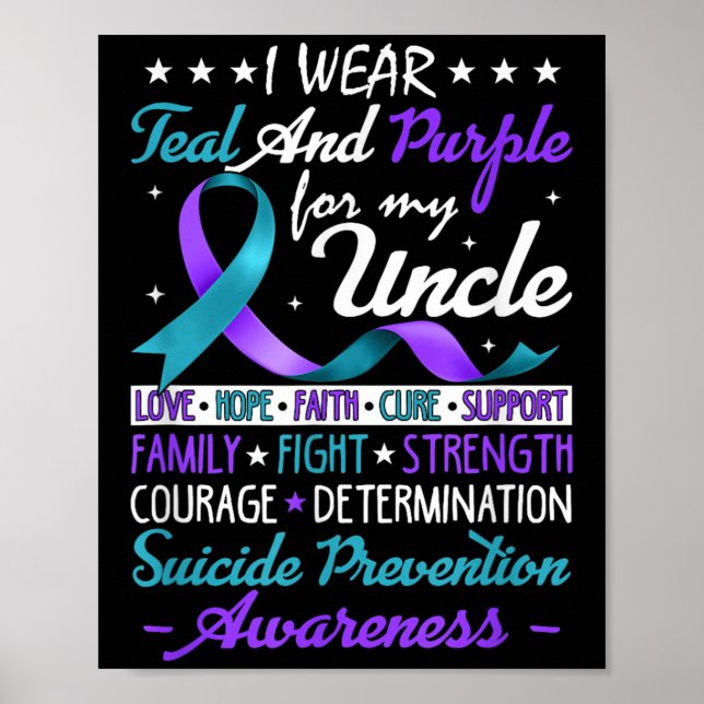 I Wear Teal &amp; Purple For My Uncle Suicide Prev Poster (Front)