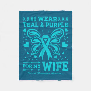 I Wear Teal &amp; Purple For My Wife  Fleece Blanket