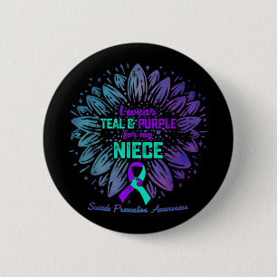 I Wear Teal & Purple For Niece Suicide Prevent 6 Cm Round Badge