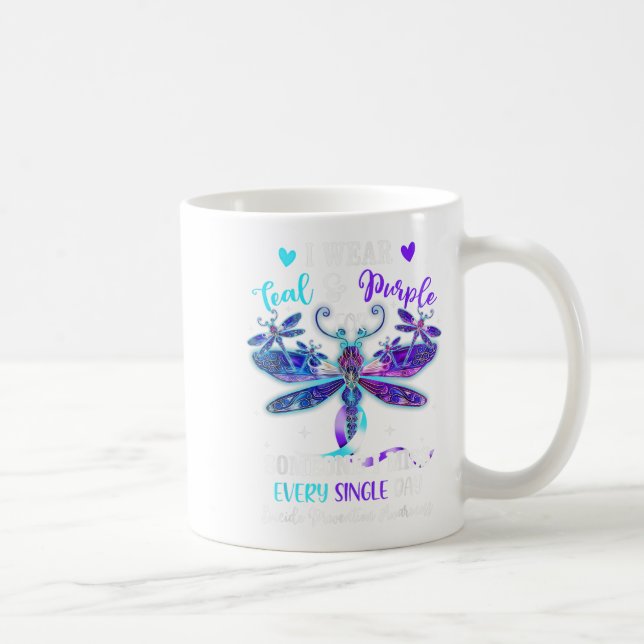 I Wear Teal &amp; Purple For Someone Suicide Aware Coffee Mug (Right)