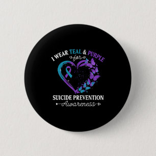 I Wear Teal & Purple For Suicide Prevention Aw 6 Cm Round Badge