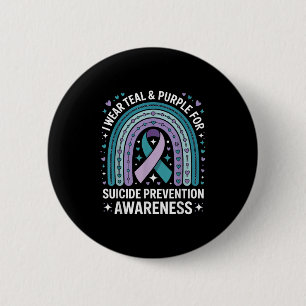 I Wear Teal & Purple For Suicide Prevention Aw 6 Cm Round Badge