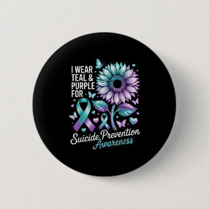 I Wear Teal & Purple For Suicide Prevention Aw 6 Cm Round Badge