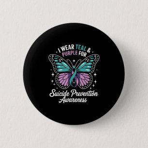 I Wear Teal & Purple For Suicide Prevention Aw 6 Cm Round Badge