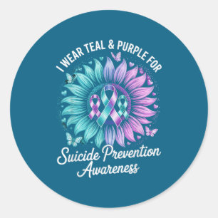 I Wear Teal & Purple For Suicide Prevention Aw Classic Round Sticker