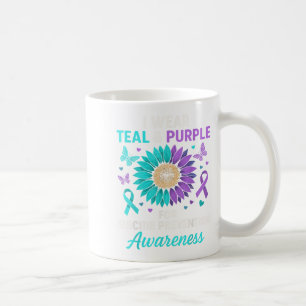 I Wear Teal &amp; Purple For Suicide Prevention Aw Coffee Mug