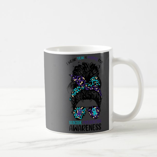 I Wear Teal &amp; Purple For Suicide Prevention Aw Coffee Mug (Right)