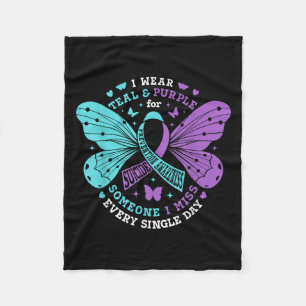 I Wear Teal & Purple For Suicide Prevention Aw Fleece Blanket