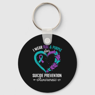 I Wear Teal & Purple For Suicide Prevention Aw Key Ring