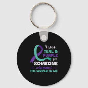 I Wear Teal &amp; Purple For Suicide Prevention Aw Key Ring