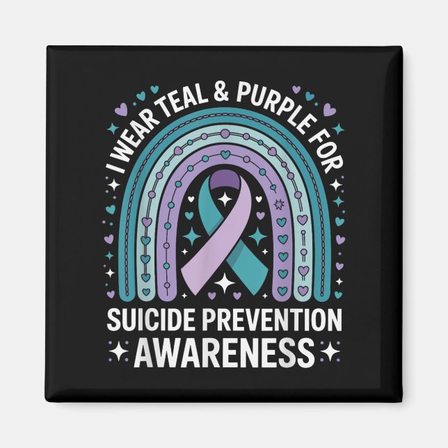 I Wear Teal &amp; Purple For Suicide Prevention Aw Magnet (Front)