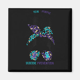 I Wear Teal &amp; Purple For Suicide Prevention Aw Magnet