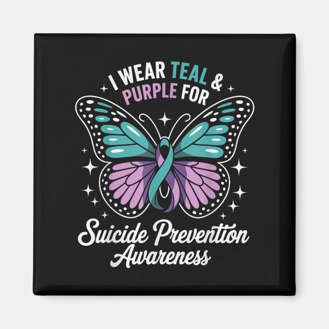 I Wear Teal &amp; Purple For Suicide Prevention Aw Magnet (Front)