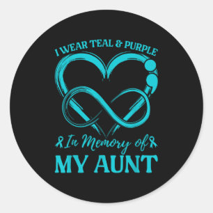 I Wear Teal &amp; Purple In Memory Of My Aunt  Classic Round Sticker