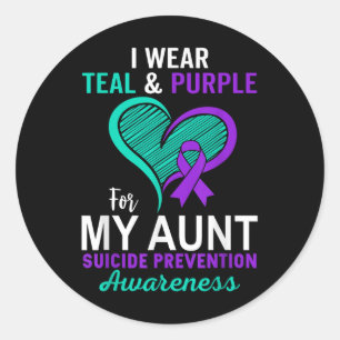 I Wear Teal & Purple In Memory Of My Aunt Suic Classic Round Sticker