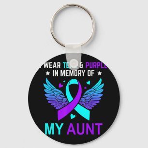 I Wear Teal & Purple In Memory Of My Aunt Suic Key Ring