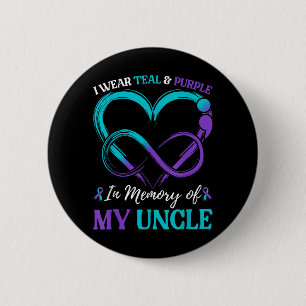 I Wear Teal & Purple In Memory Of My Uncle 6 Cm Round Badge
