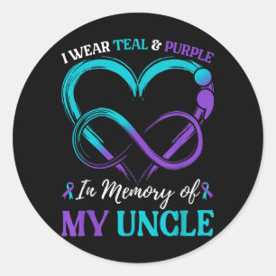 I Wear Teal & Purple In Memory Of My Uncle Classic Round Sticker