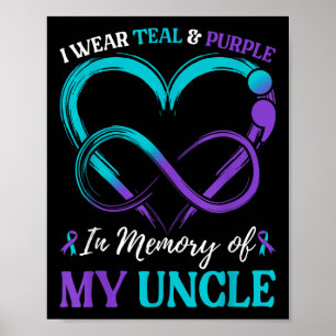 I Wear Teal & Purple In Memory Of My Uncle Poster
