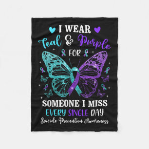 I Wear Teal &amp; Purple Suicide Prevention Awaren Fleece Blanket