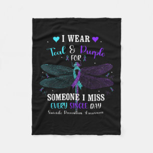 I Wear Teal & Purple Suicide Prevention Awaren Fleece Blanket