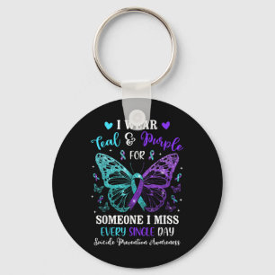 I Wear Teal & Purple Suicide Prevention Awaren Key Ring
