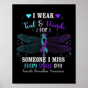 I Wear Teal & Purple Suicide Prevention Awaren Poster