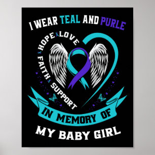 I Wear Teal And Purple Baby Suicide Awareness Ribb Poster