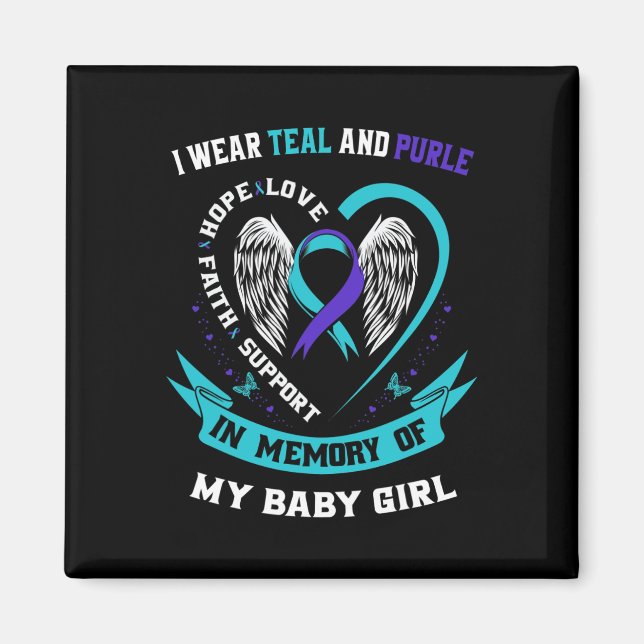 I Wear Teal And Purple By Suicide Awareness Ribbon Magnet (Front)