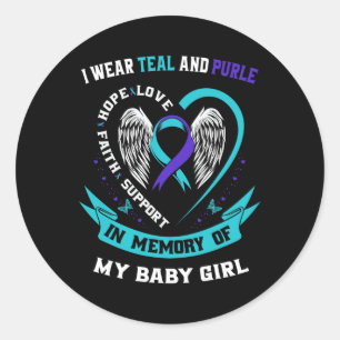 I Wear Teal And Purple Classic Round Sticker