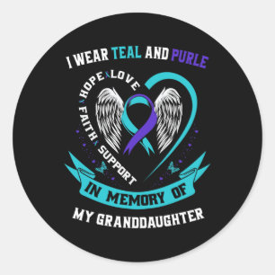 I Wear Teal and Purple For Granddaughter Suicide A Classic Round Sticker