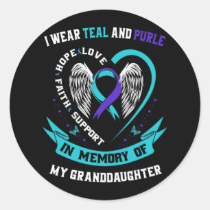 I Wear Teal And Purple For Granddaughter Suicide A Classic Round Sticker