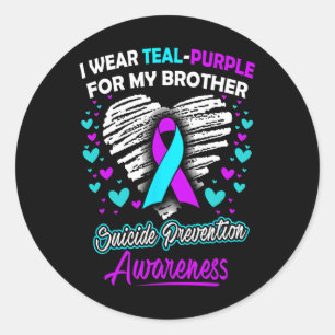 I Wear Teal And Purple For My Brother Classic Round Sticker
