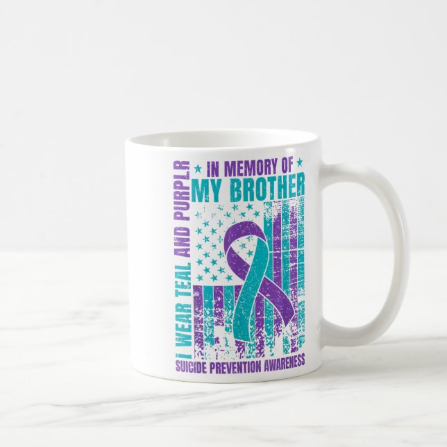 I Wear Teal And Purple For My Brother Suicide Prev Coffee Mug (Right)