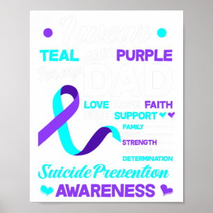 I Wear Teal And Purple For My Dad Suicide Preventi Poster
